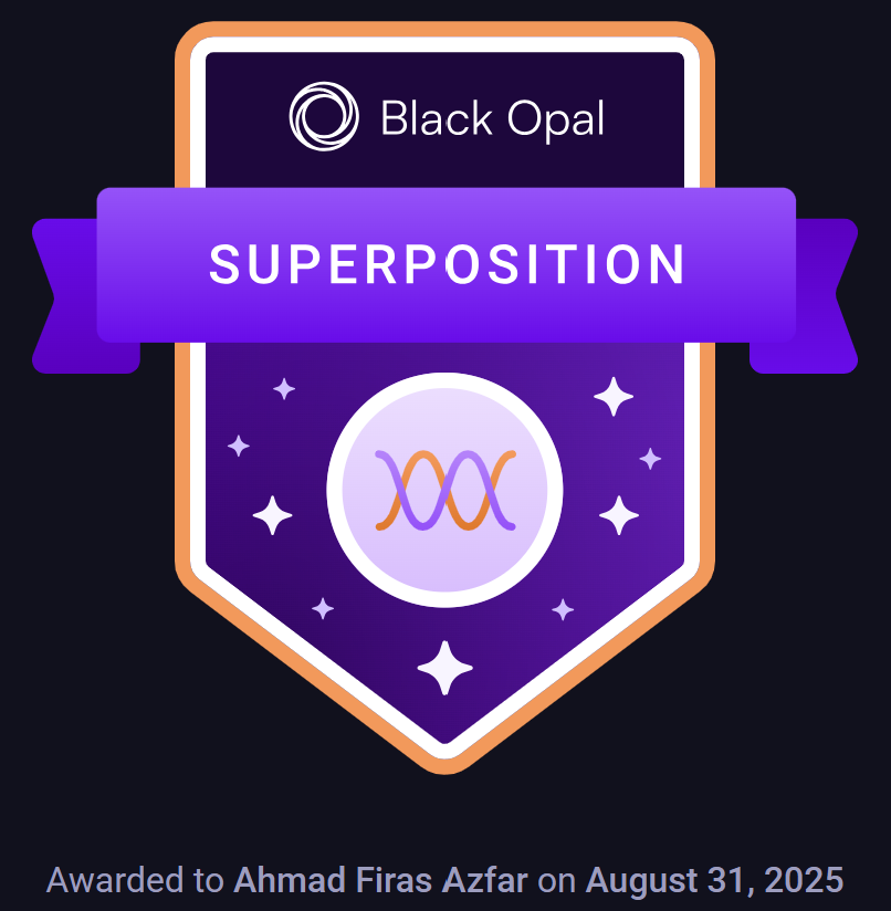 Click to enlarge Q-CTRL Black Opal Superposition badge